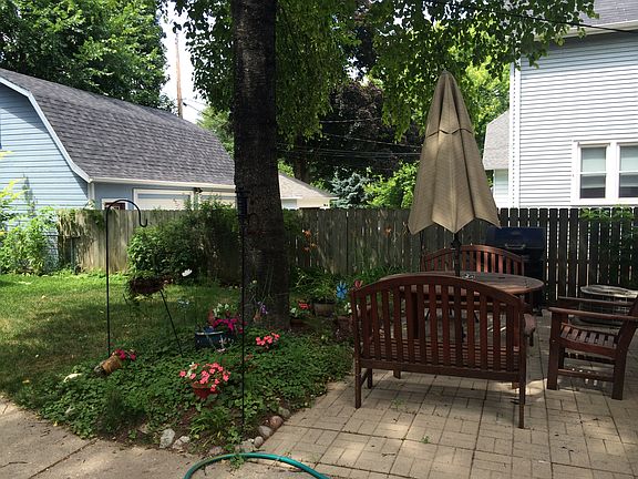 back patio and flowerbed