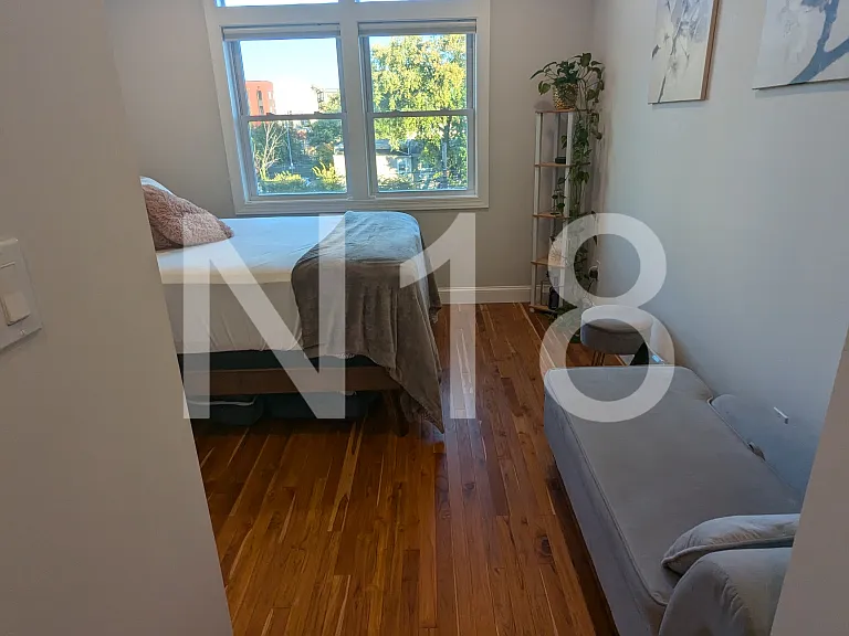 Entryway to primary bedroom with en suite bathroom and two closets