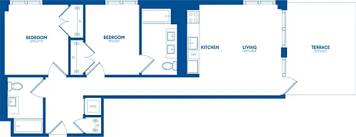 Floor plan 2 Bedroom, 2 Bath, Terrace - PH211