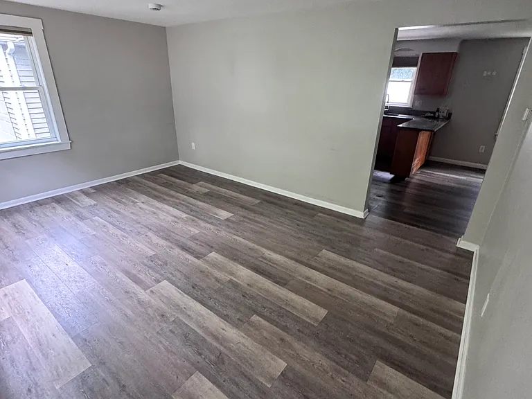 Living room into kitchen area