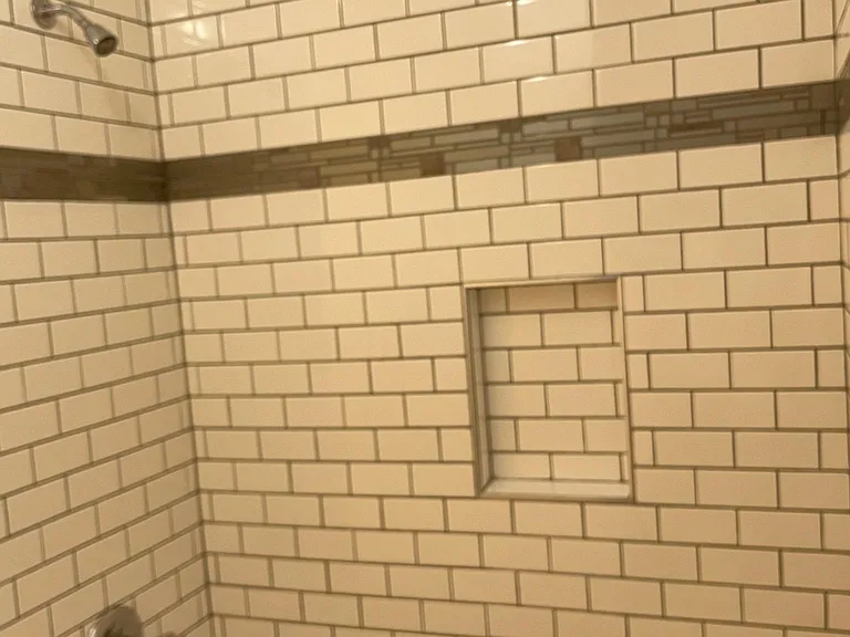 Hallway bathroom remodeled shower