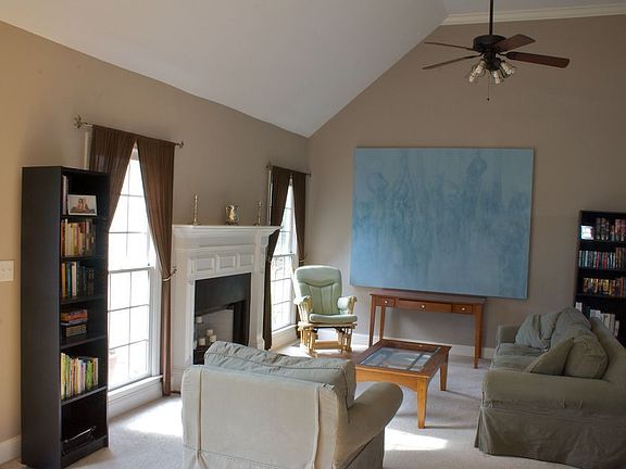 great room has a working fireplace