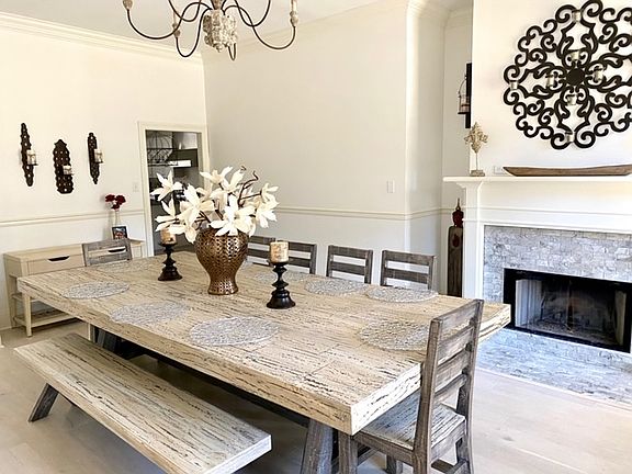 Dining room with fireplace