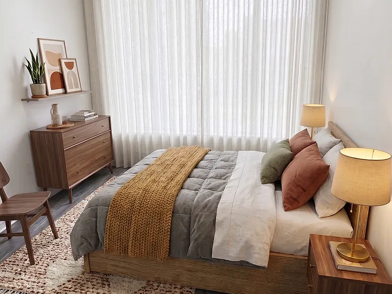 Bedroom 2- This room has been virtually staged using AI to help visualize its layout and design potential.