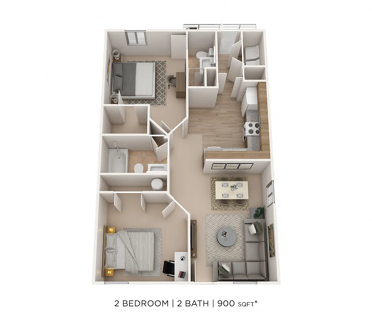 Floor plan Two Bedroom 2 Bath