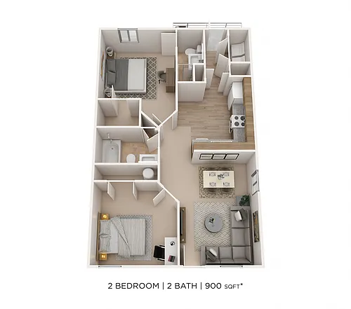 Floor plan Two Bedroom 2 Bath