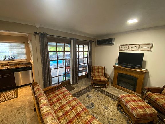 Living room with Amish style electric hearth