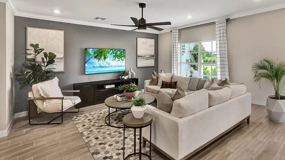 Family room in model home...demonstration purpose only