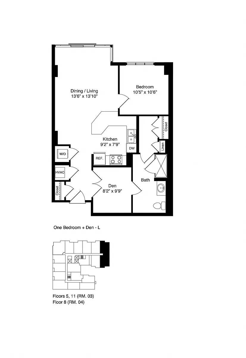 Floor plan ONE BEDROOM L
