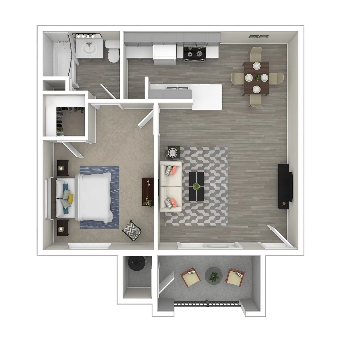Floor plan Frisco - Classic 1 Bedroom