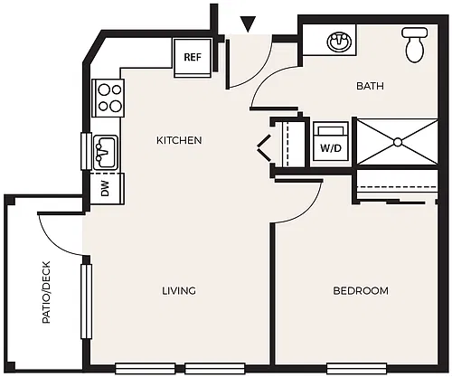 Floor plan 1 Bed 1 Bath A2A