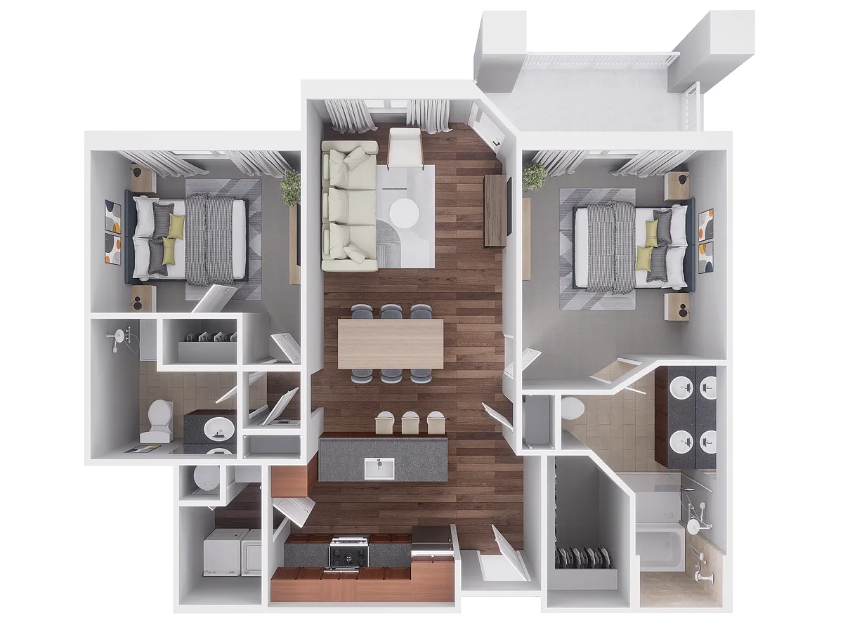 Floor plan 2x2 1114 sqft
