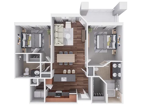 Floor plan 2x2 1114 sqft Avanti Reno