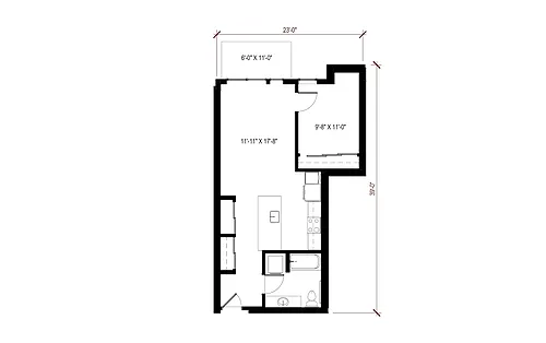 Floor plan 1 Bedroom - A30