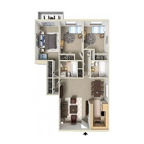 Floor plan 3 Bed 2 Bath