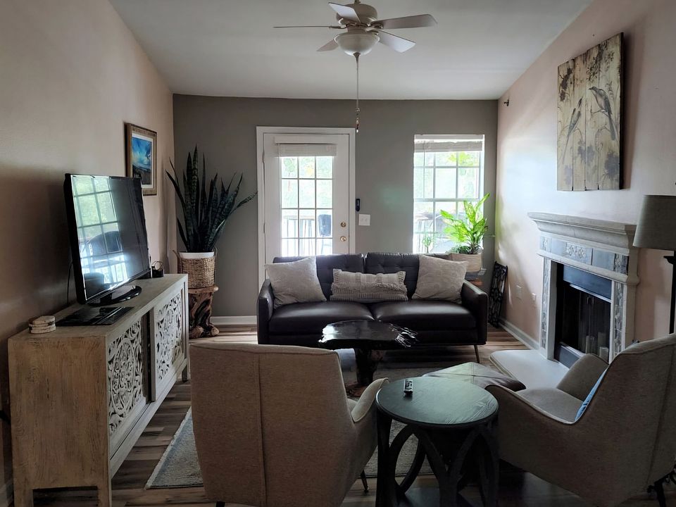 Living room with previous tenant furniture
