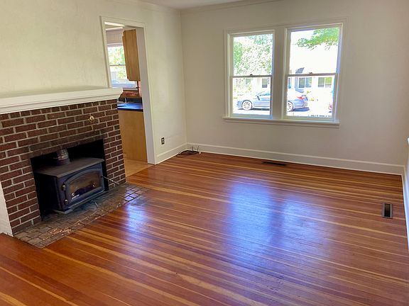 Living room with wood-burning stove for warmth