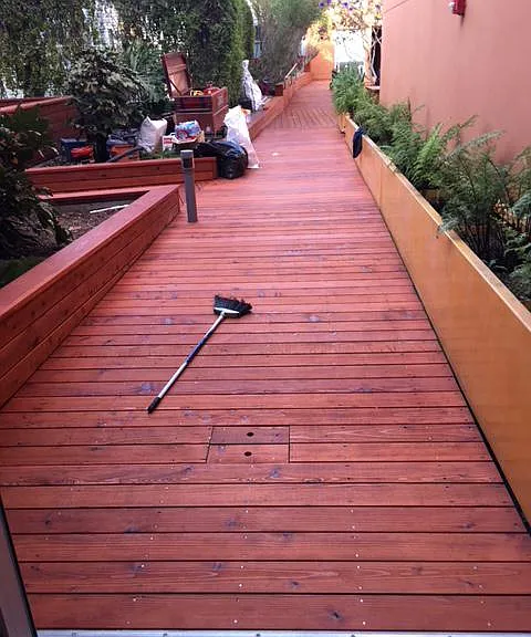 Recently renovated beautiful redwood deck