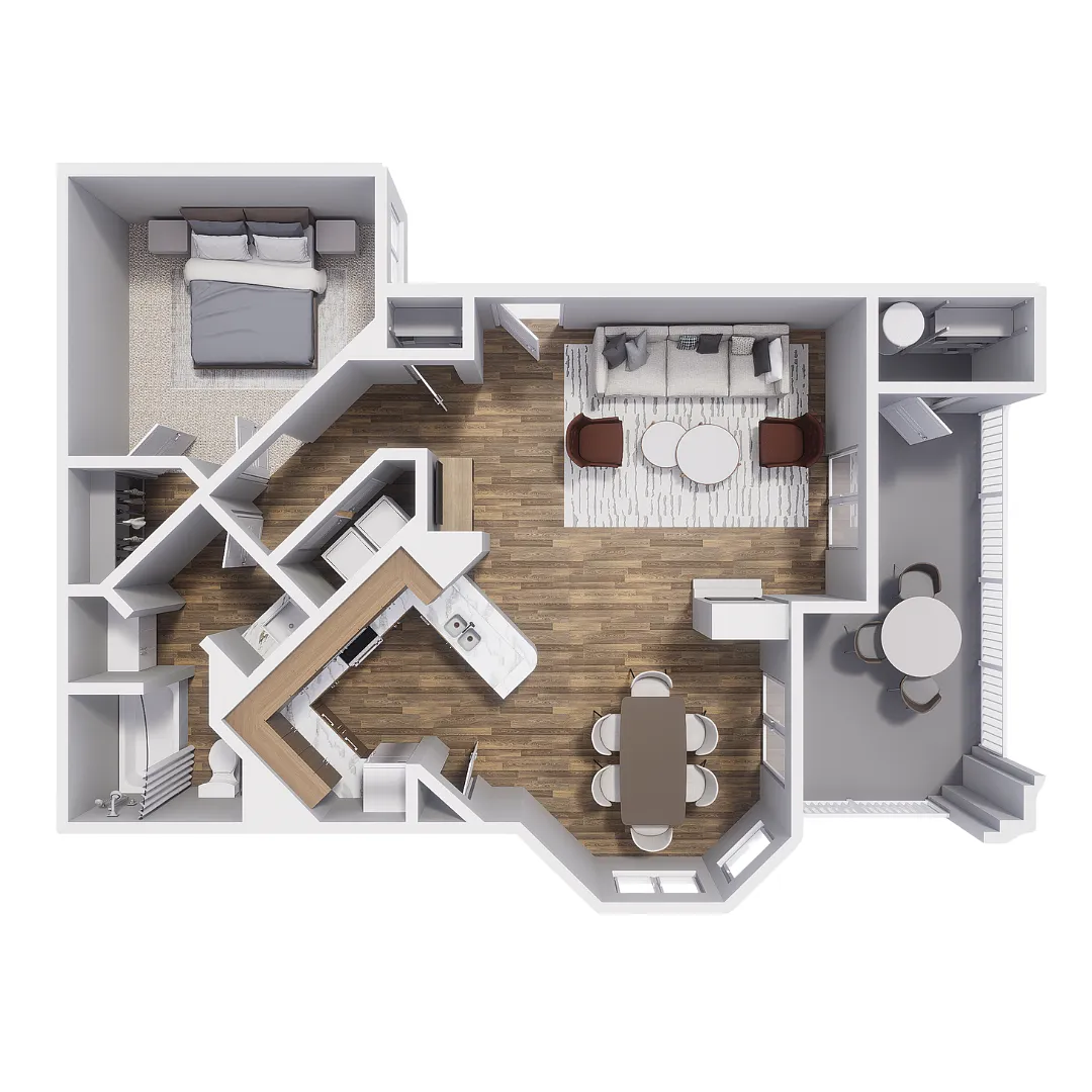 Floor plan 1x1 764sf Classc