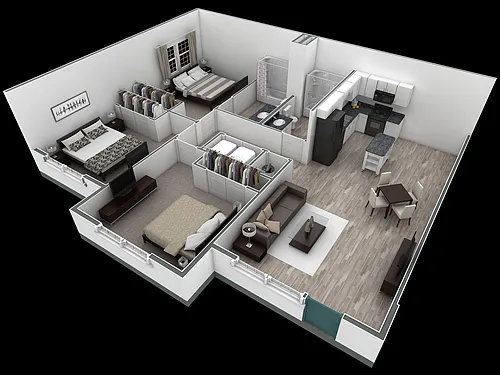 Floor plan 3-2 BR Retreat Courtyard