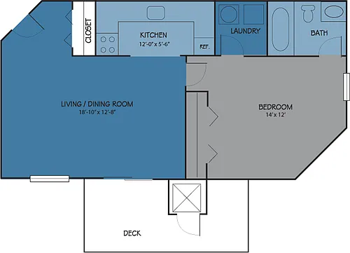 Floor plan The Brandywine 1BR 1BA