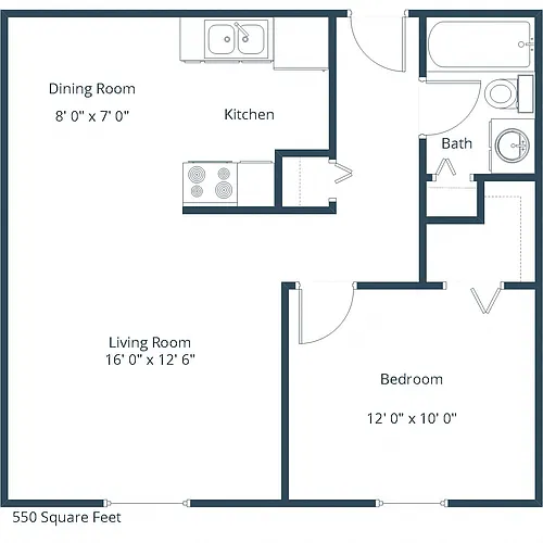 Floor plan One Bedroom 11B