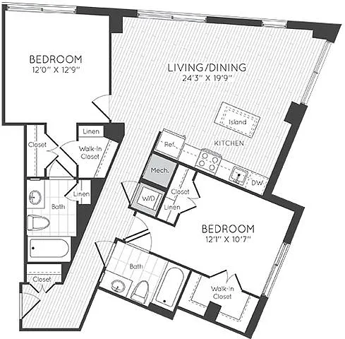 Floor plan 2 Bed/2 Bath