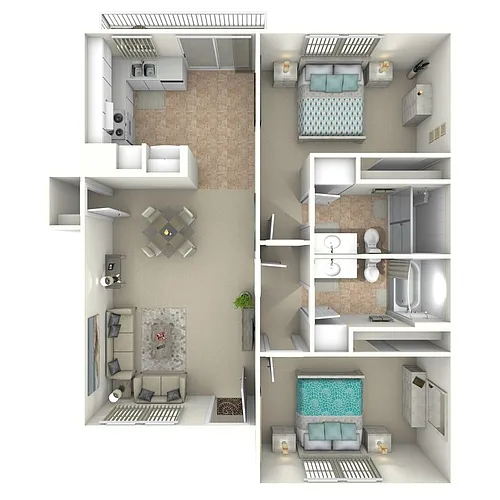 Floor plan 2 Bed 2 Bath Down