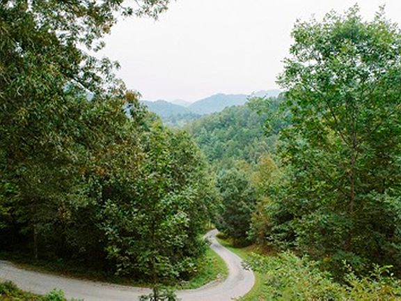 View of driveway from deck