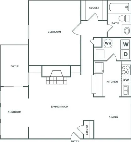 1ARE - 1 Bedroom - Elite Floor Plan 1ARE - 1 Bedroom - Elite Floor Plan