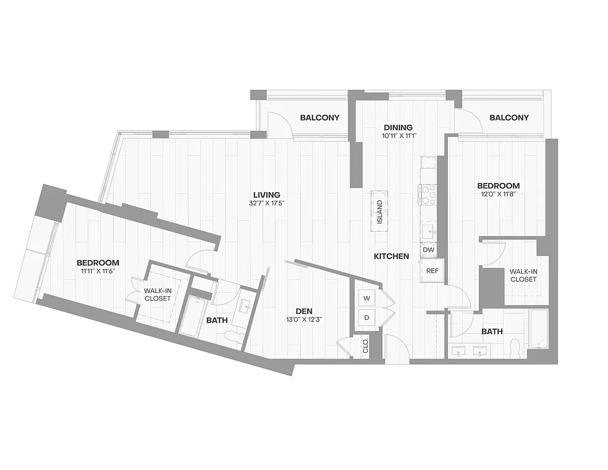 Floor plan 2 Bed/2 Bath/Den-2508