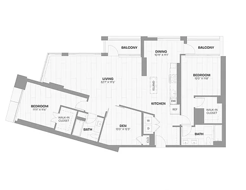 Floor plan 2 Bed/2 Bath/Den-2508