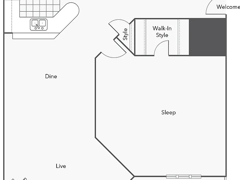 1 BR x 1 BA - A1 (Affordable 50) Floorplan 1 BR x 1 BA - A1 (Affordable 50) Floorplan