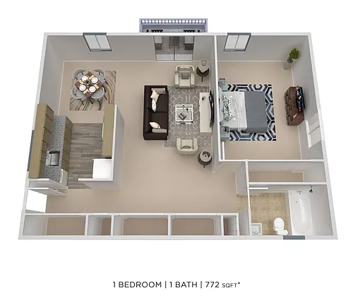 Floor plan One Bedroom-772 sqft