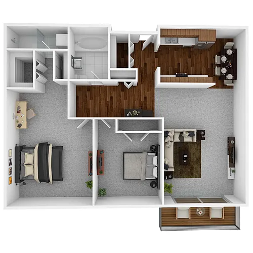 Floor plan Two Bedroom 1.5 Bathroom