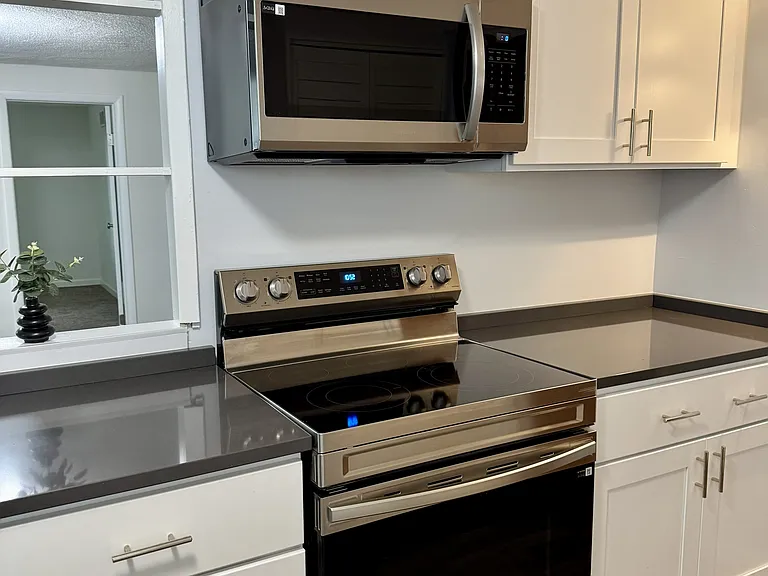 New appliances, counters and cabinets