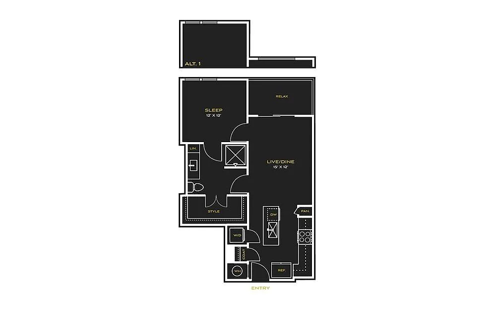 Floor plan 1BD - B