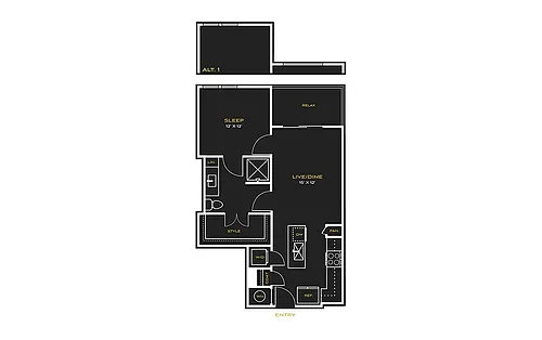 Floor plan 1BD - B