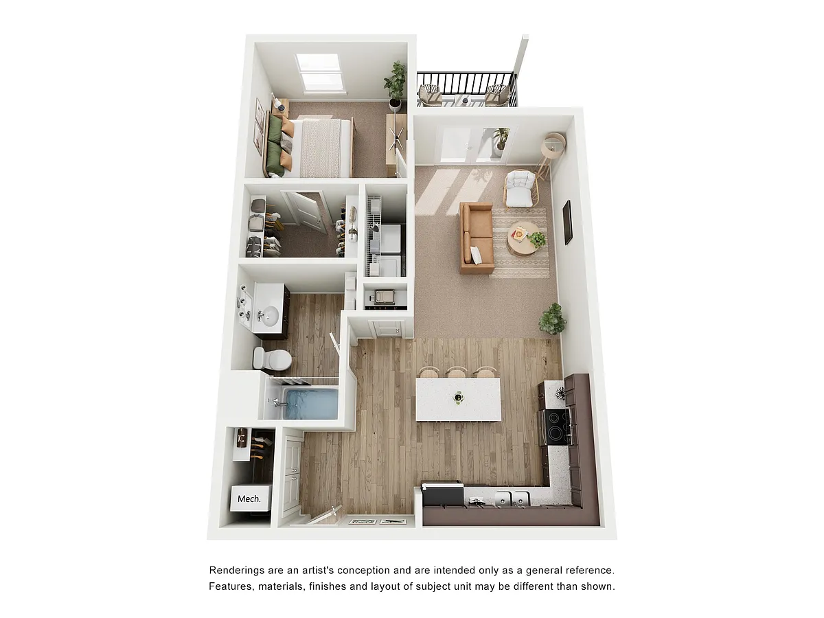 Floor plan One Bedroom One Bath A