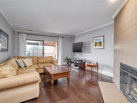 Large living room with water view