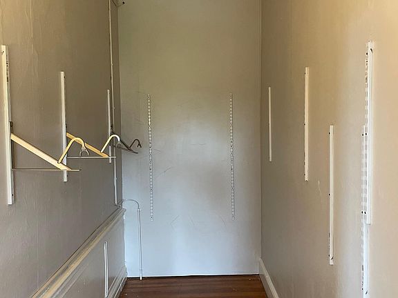 Walk-in closet. All new shelving is being installed.