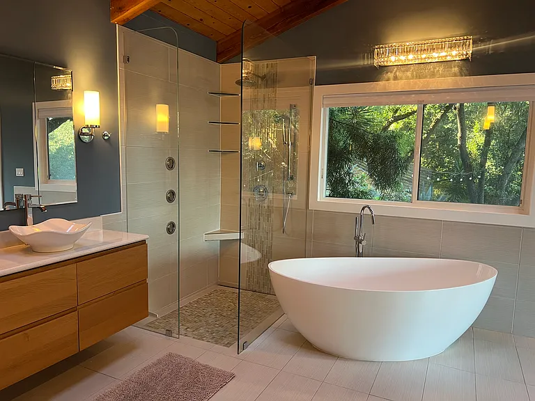 Primary bathroom freestanding tub