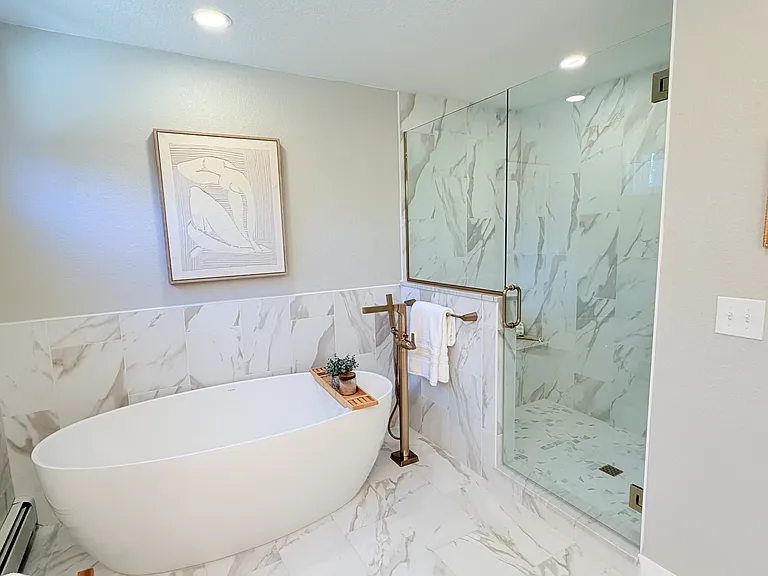 Large soaking tub and shower
