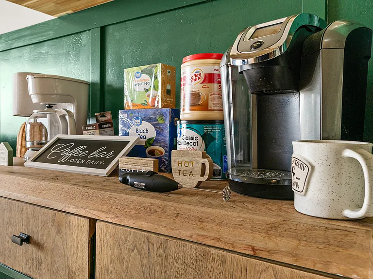 Enjoy coffee from our coffeemaker_perfect for early mornings or late-night work!