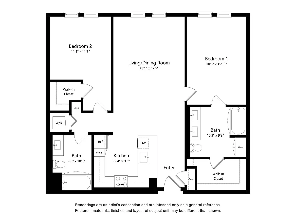 Floor plan 2-B3B Two bed two bath