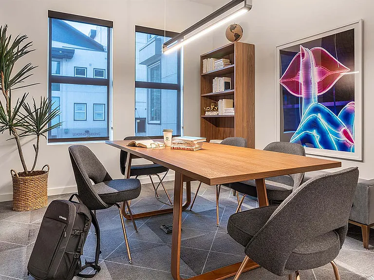 Apartment community business center with conference room at Griffis Lake Washington in Renton, Washington.