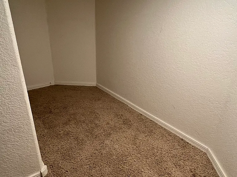 light closet underneath entire stairwell for coats, suitcases, or play area / fort for children
