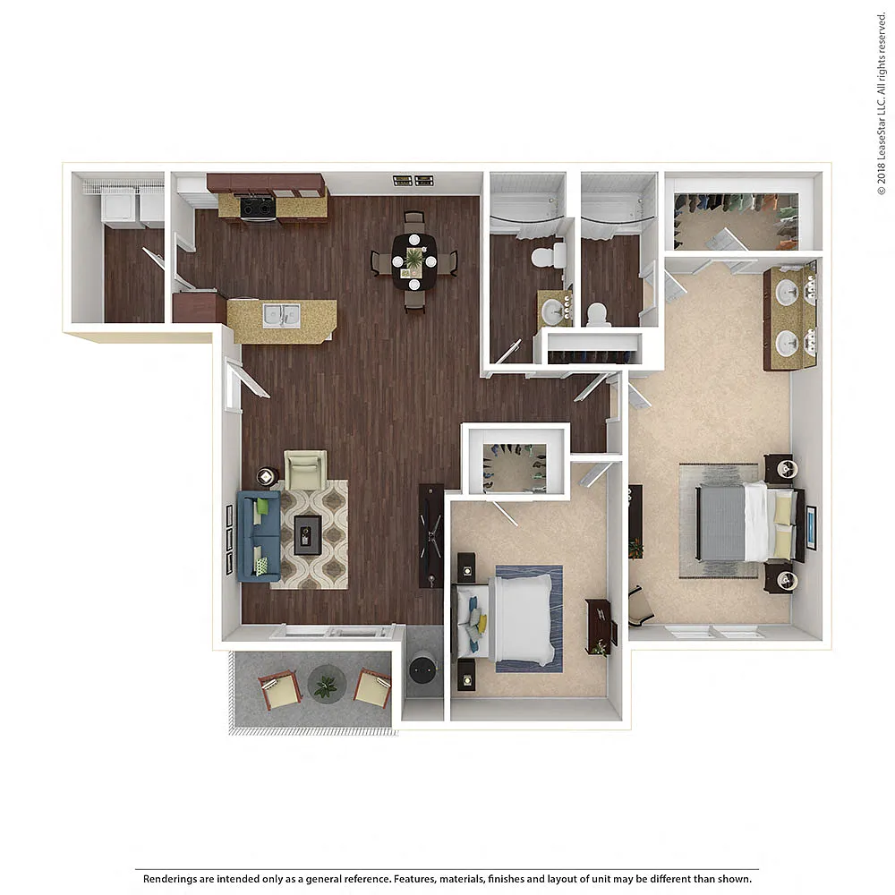 Floor plan Large 2 Bed, 2 Bath