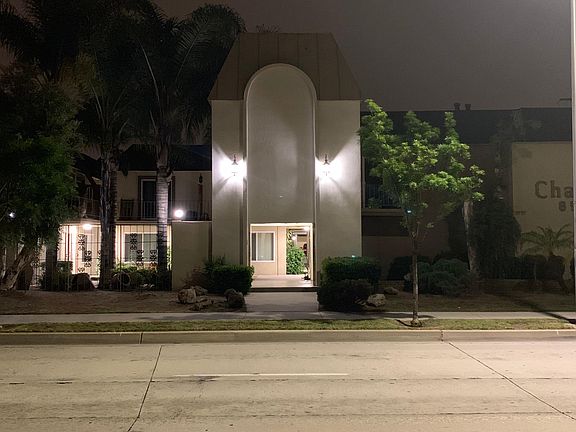 Building entrance at night