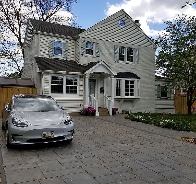 Pressed concrete driveway